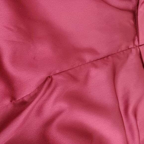 La Femme Women Strapless Slit Satin Ballgown Size 14 Prom Pockets Color Wine - Picture 10 of 12